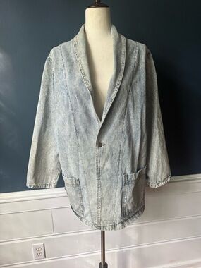 Vintage 80s Acid Wash CLIQUE Original Jeans Denim Blazer
